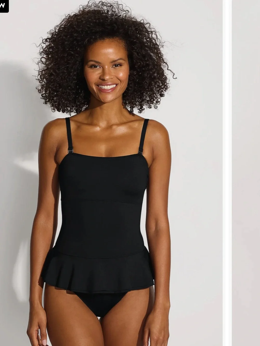 Lands' End Black Peplum Camisole Swim Top